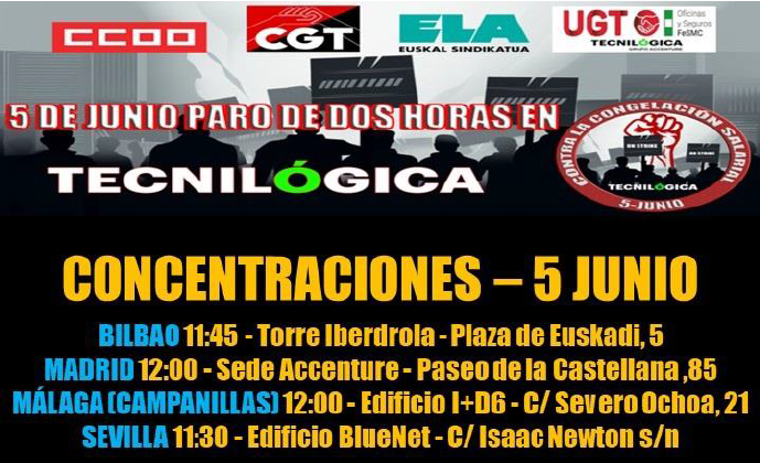 Nuevos paros en ACCENTURE el próximo 5 de junio CGT Confederal