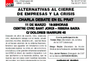 El Prat de Llobregat : Charla Debate «Alternativas al cierre de empresas y la crisis»