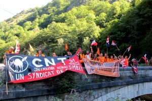 La CNT-F recibe la Marcha a Bruselas a su llegada a territorio francés