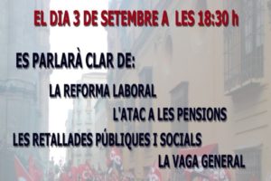 Vilanova i la Geltrú, 3 de Septiembre : Acto público sobre la reforma laboral