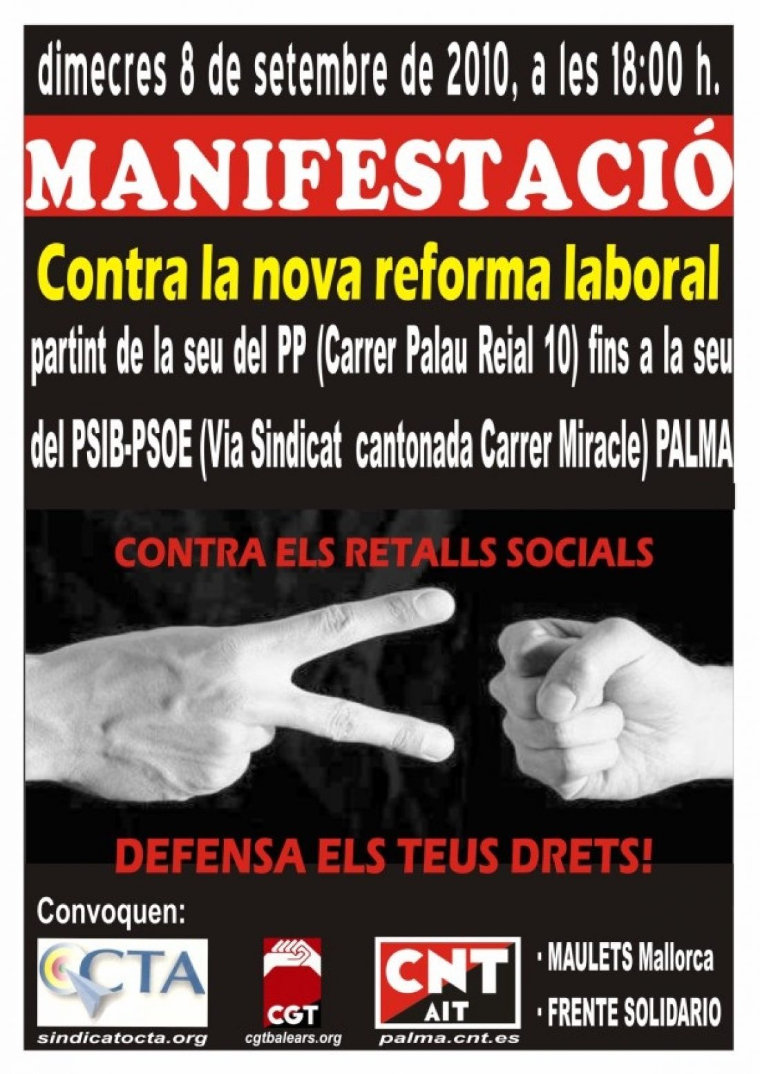 Palma, 8 de Septiembre : Manifestación contra la reforma laboral y los recortes sociales