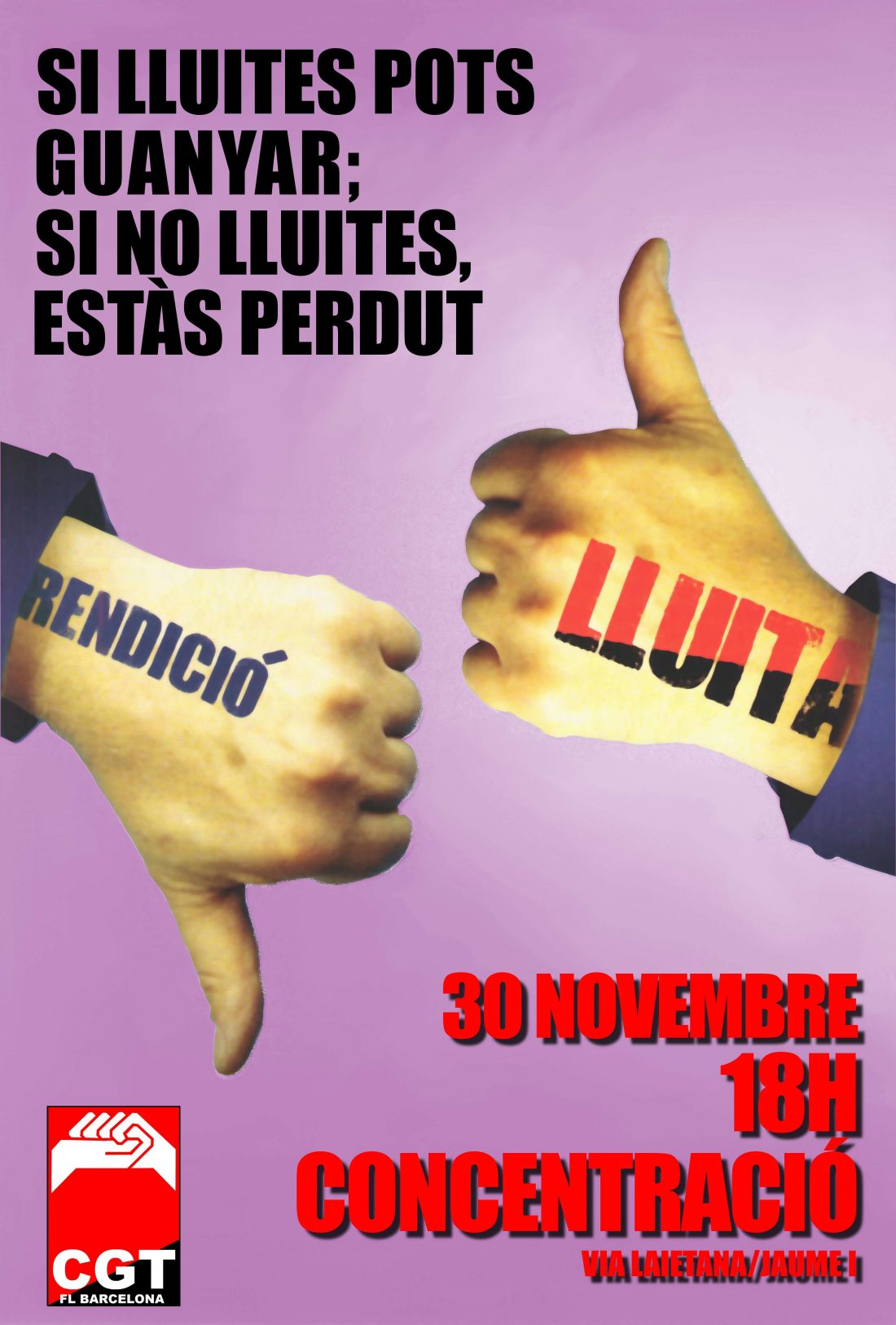 Barcelona, 30 de noviembre : Concentración contra la reforma laboral y los recortes sociales