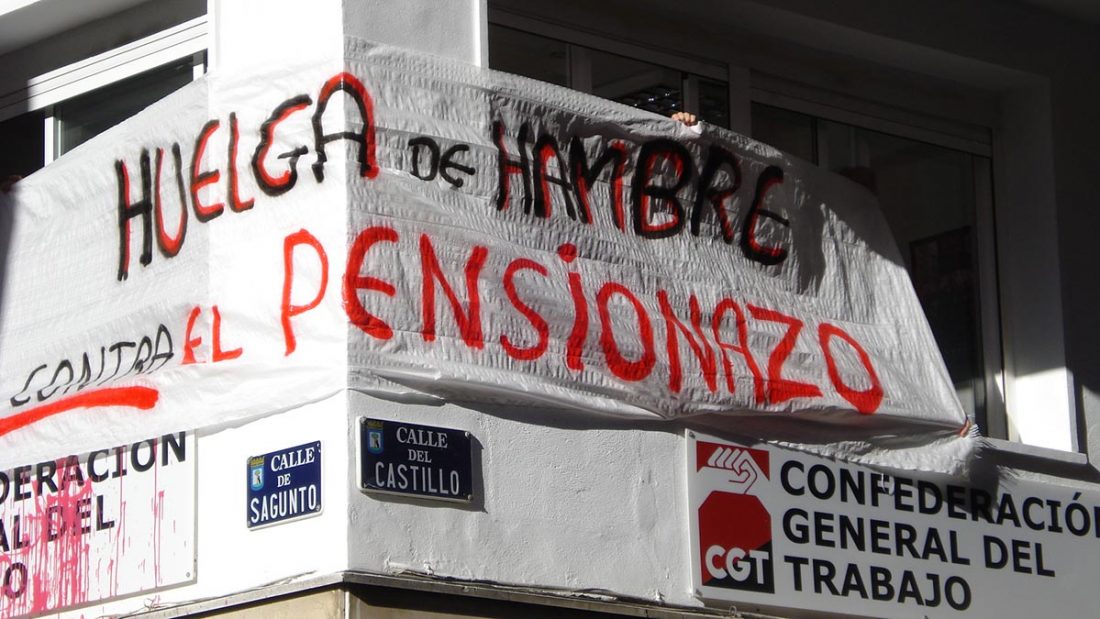 Miembros del Comité Confederal de la CGT en huelga de hambre contra el pensionazo