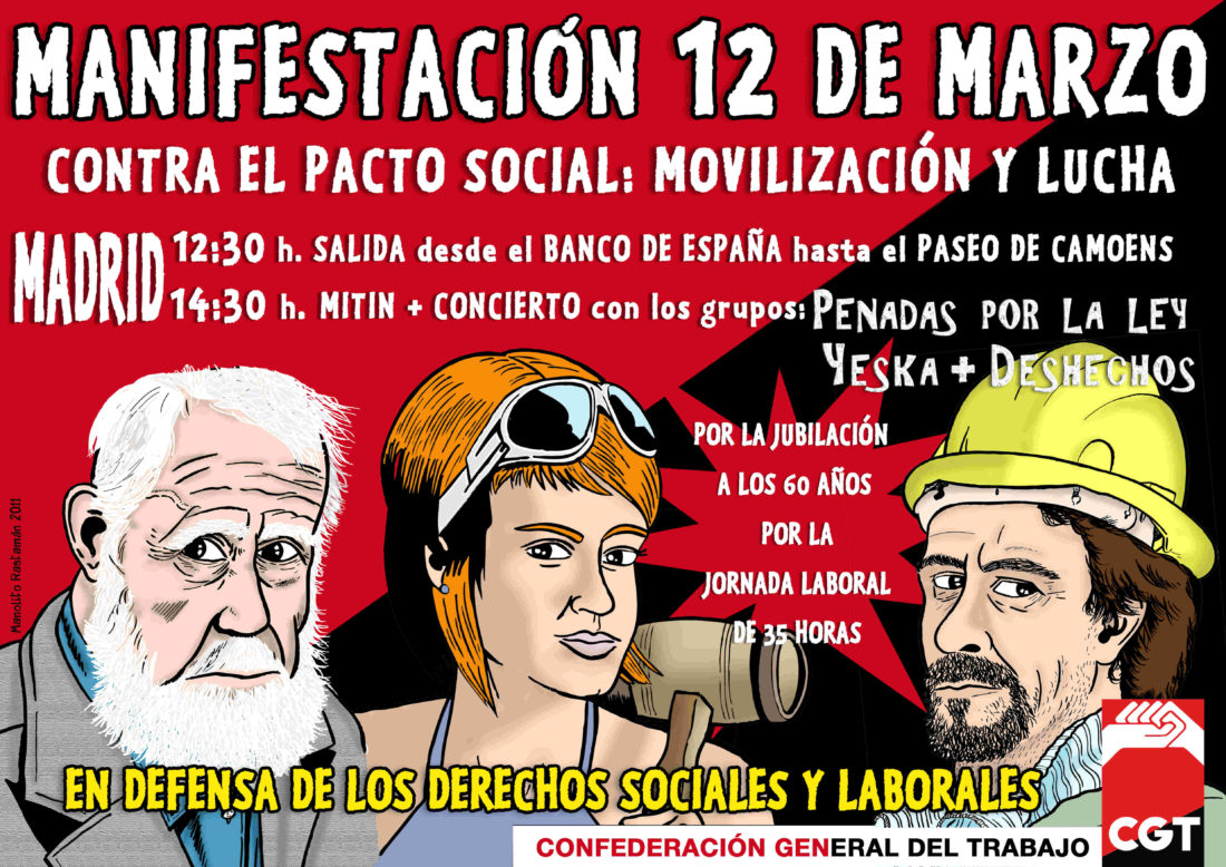 Organizaciones sindicales, sociales, políticas e internacionales que apoyan la Manifestación contra el pacto social del 12 de marzo