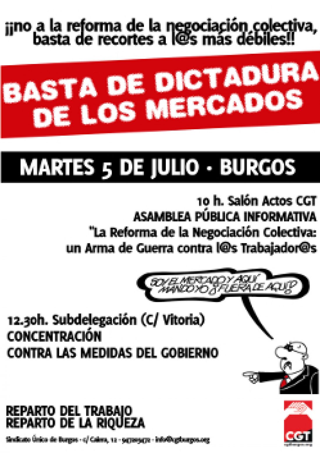 Burgos, 5 de Julio : Asamblea informativa y concentración contra las medidas del gobierno