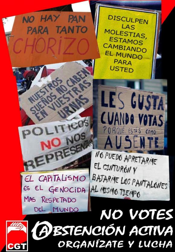 Campaña de CGT Barcelona : «El 20N no Votes. Abstención Activa»