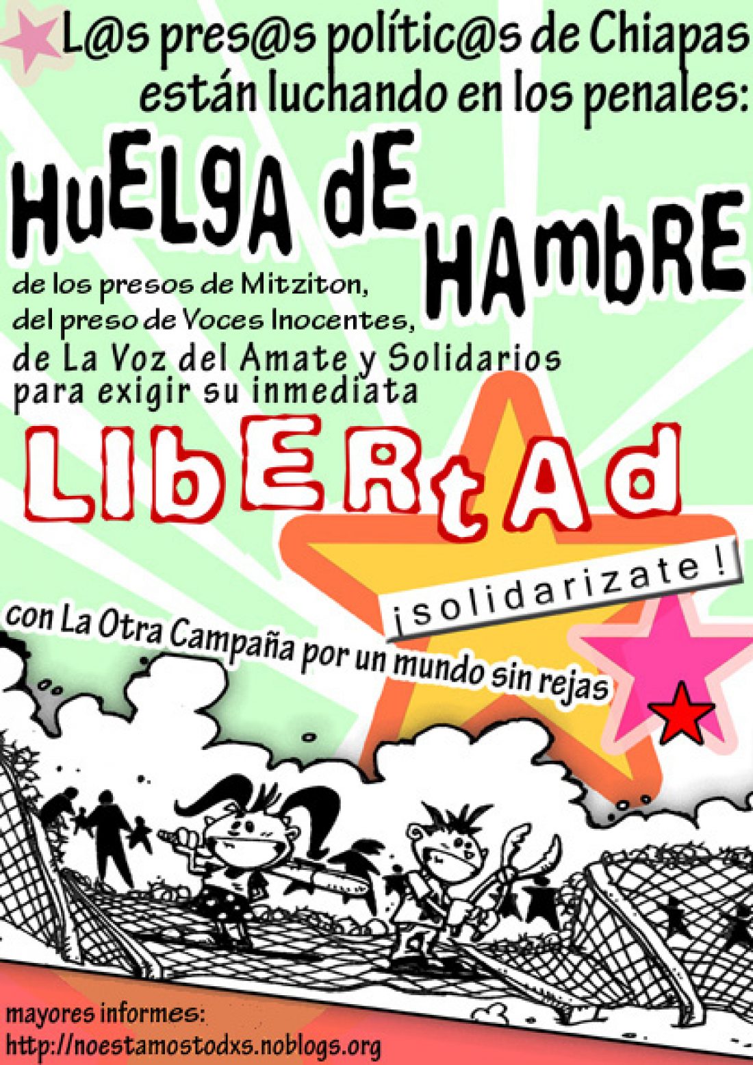CGT organiza acciones locales en apoyo a la huelga de hambre de los presos polític@s de Chiapas