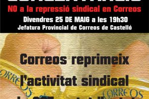 25M Castellón: CGT protestará contra la represión en Correos