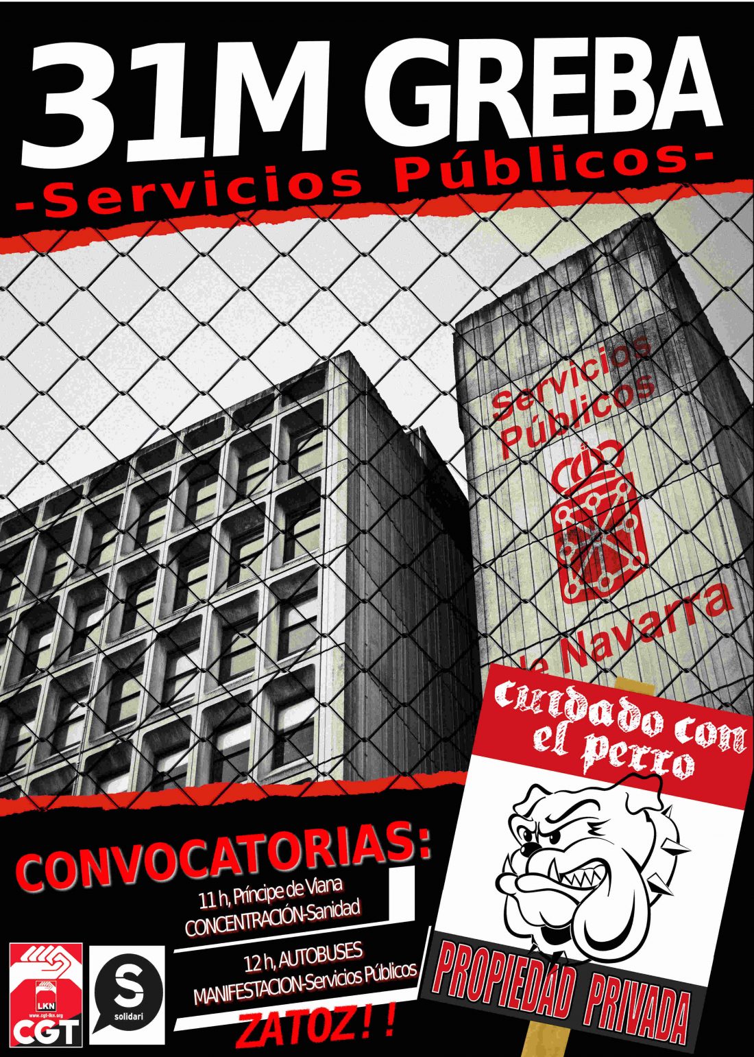 31 de mayo, Huelga en los servicios públicos en Navarra