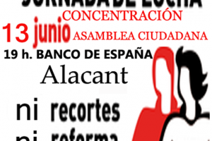 13-j Alacant: Jornada de lucha «Paremos la estafa de Bankia y Cia