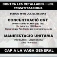 Barcelona. La CGT convoca concentración y manifestación el 19 de julio contra los recortes a los empleados públicos