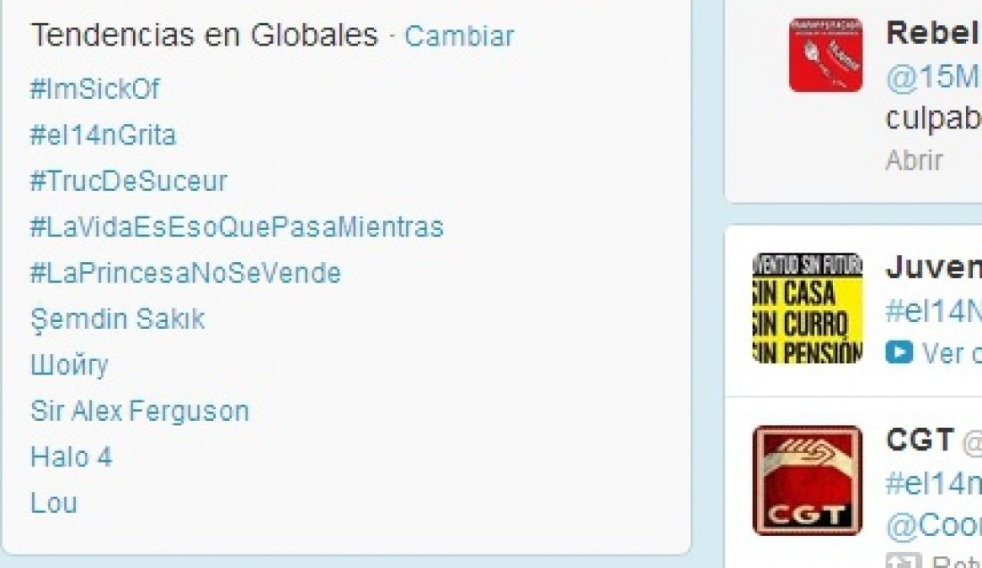 La iniciativa de CGT #el14nGrita se convierte en trending topic