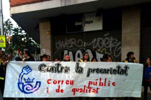 Mas del 80% de los carteros de la ciudad de Barcelona han participado en las movilizaciones convocadas por la CGT