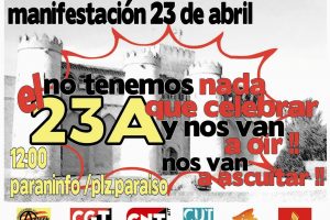23-A: CGT Aragón y La Rioja convoca Manifestación y Cacerolada