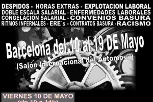 CGT-Metal convoca protestas el viernes 17 y sábado 18 en el Salón del Automóvil de Barcelona (Plaça España junto a las Torres venecianas)