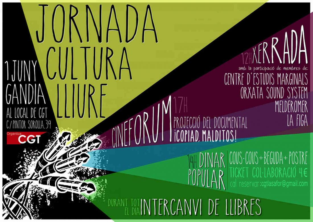 CGT-La Safor organiza la Jornada Cultura Libre
