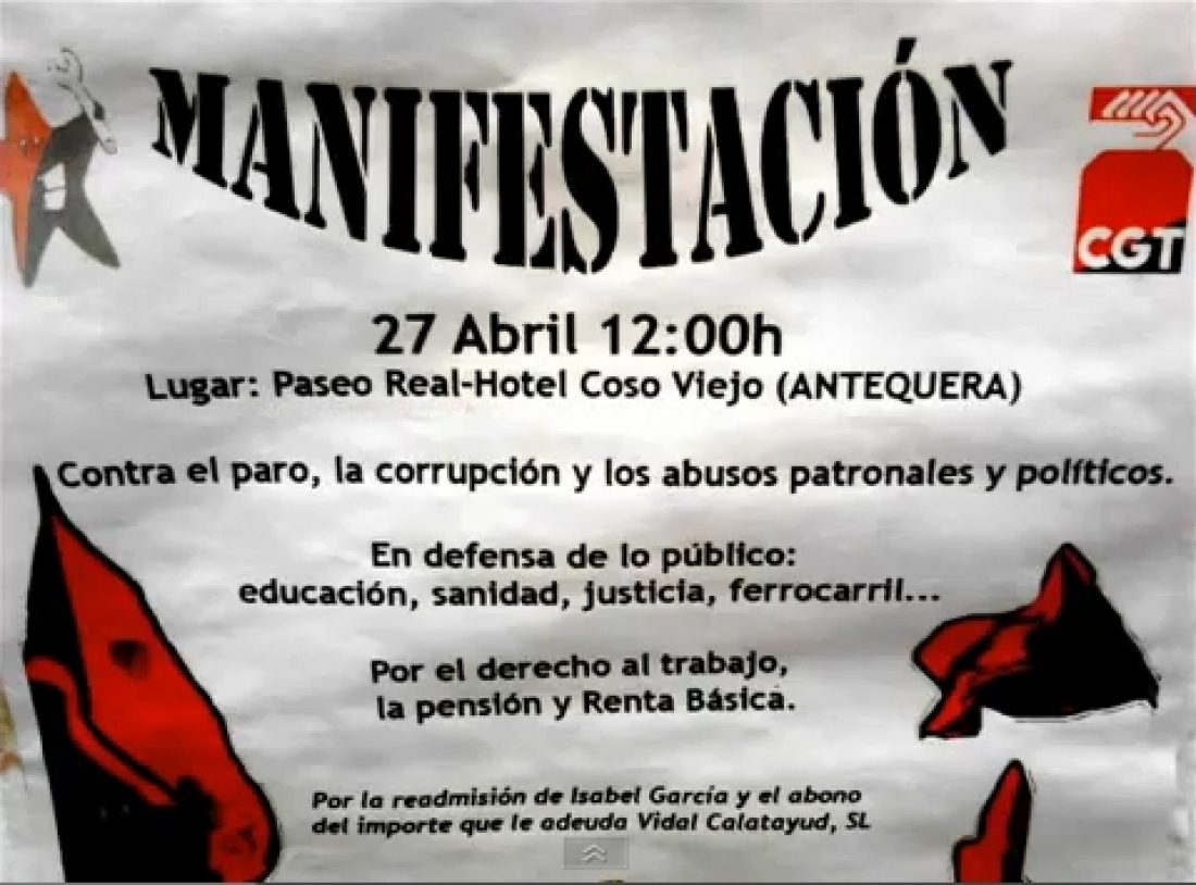 Manifestación de CGT en Antequera el 27 de abril