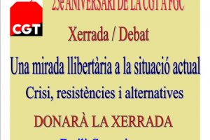 Charla-debate en Rubí «Una mirada libertaria a la situación actual» el 14 de septiembre