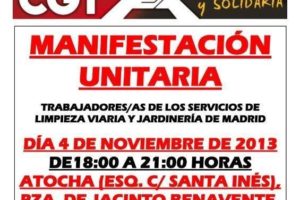 Manifestación unitaria trabajadores/as de los servicios de limpieza viaria y jardinería de Madrid