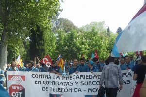 Huelga indefinida del personal técnico  autónomo y subcontratado de Movistar-Telefónica desde el 14 de abril de 2015