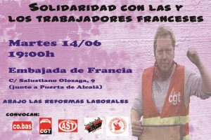 Concetración en solidaridad con las trabajadoras y trabajadores de Francia