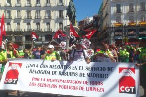 CGT comunica al Ayuntamiento de Madrid el incumplimiento del contrato por parte de la empresa encargada de los servicios de limpieza y jardinería
