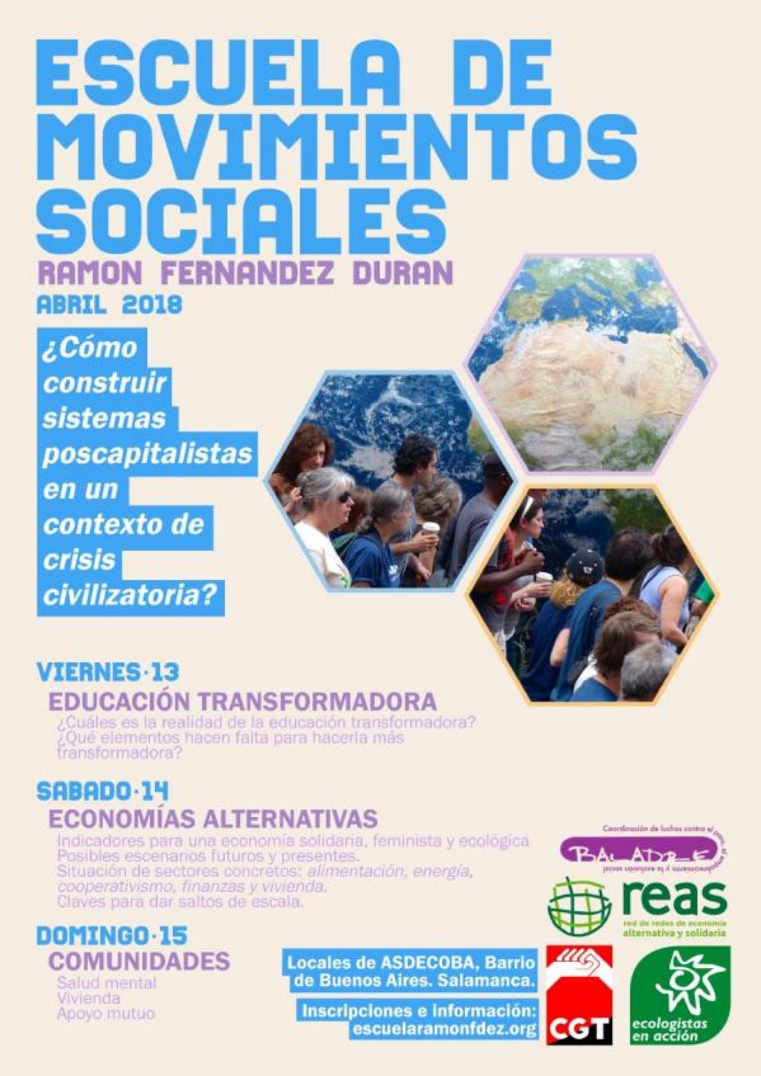 Escuela de Movimientos Sociales Ramón Fernández Durán, del 13 al 15 de abril
