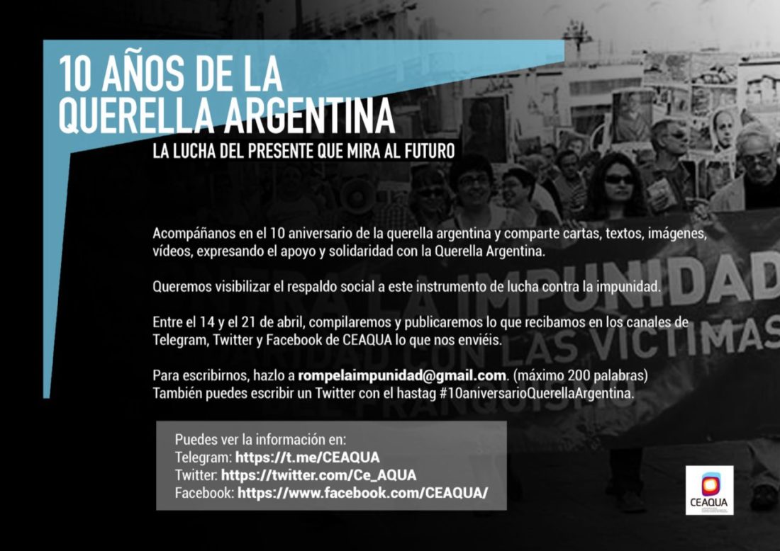 Conmemoramos el décimo aniversario de la Querella Argentina