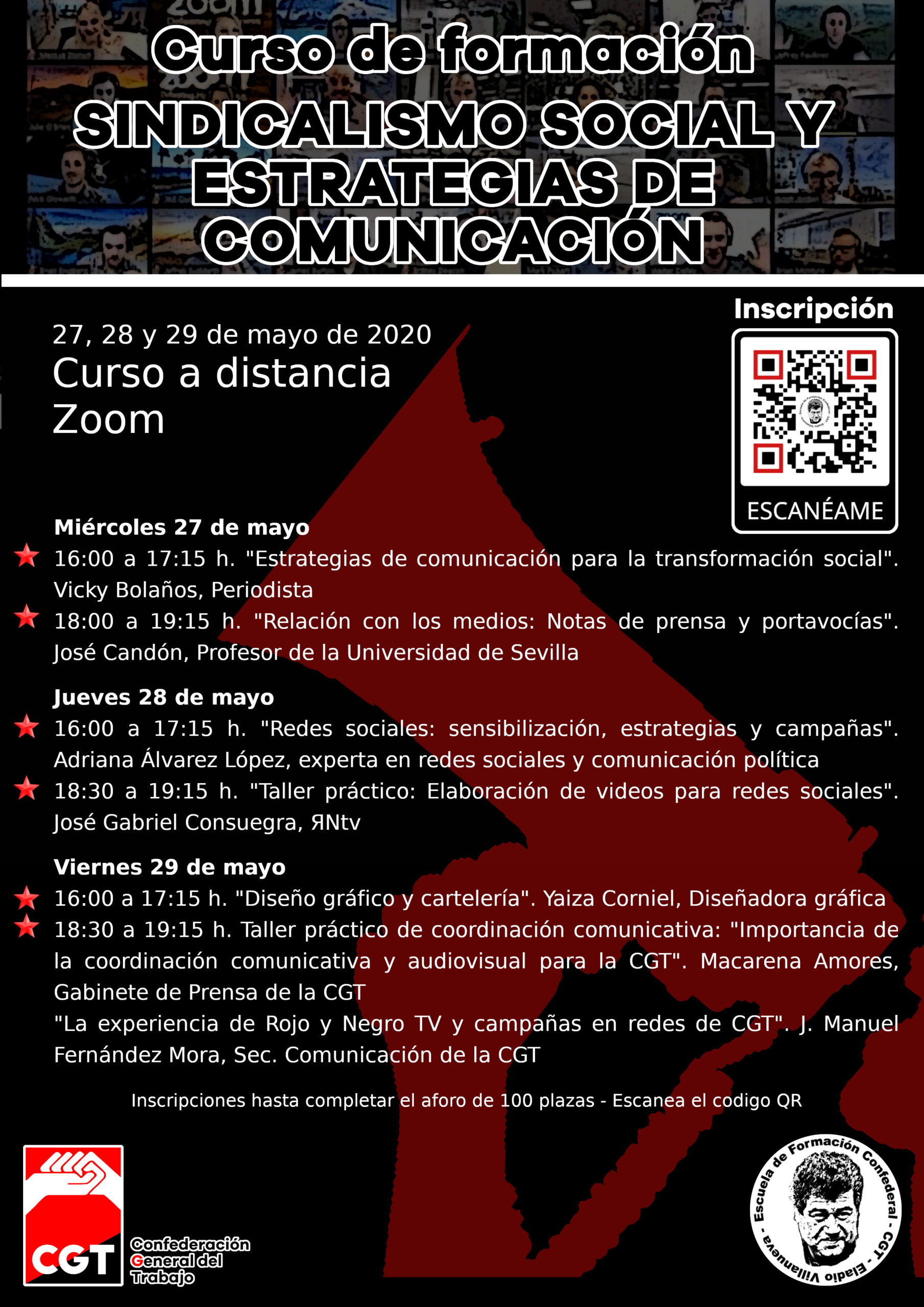 Jornadas formativas sobre sindicalismo social y estrategias de comunicación 27, 28 y 29 mayo 2020