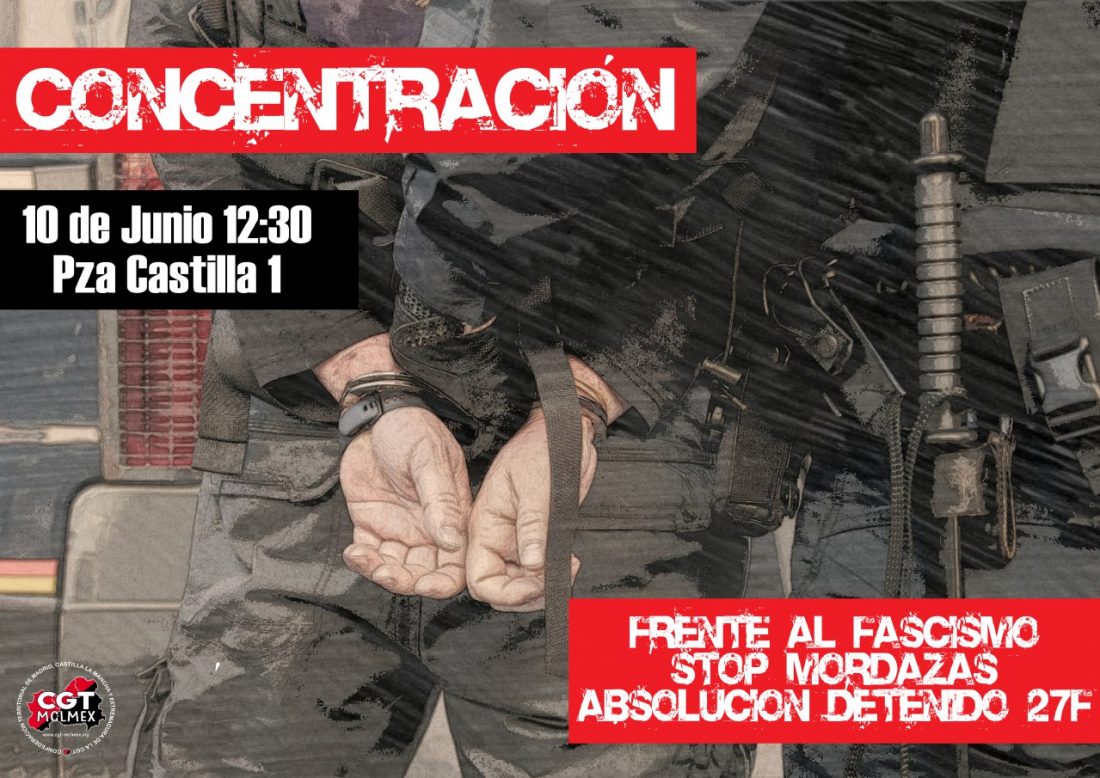 Concentración el 10 de junio a las 12:30 en los Juzgados de Plaza de Castilla en Madrid