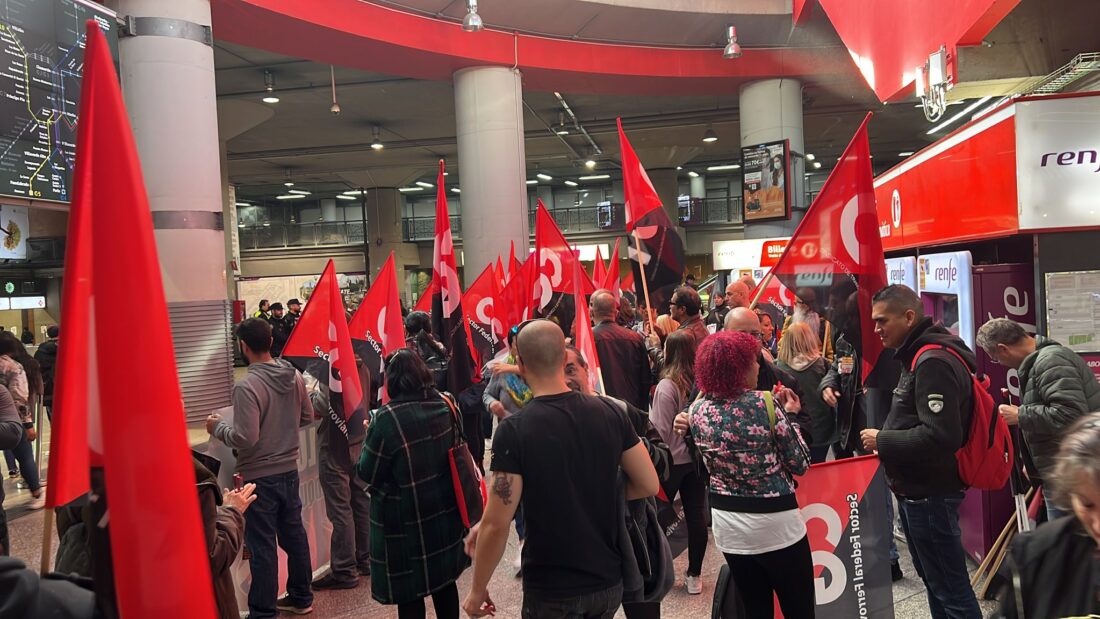 El 87 % de las personas trabajadoras de RENFE que no tenían obligación de cumplir los servicios mínimos han secundado la huelga de CGT