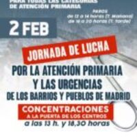 COMUNICADO: PAROS EN TODOS LOS CENTROS DE SALUD DE MADRID EL 2 FEBRERO DE 2023.