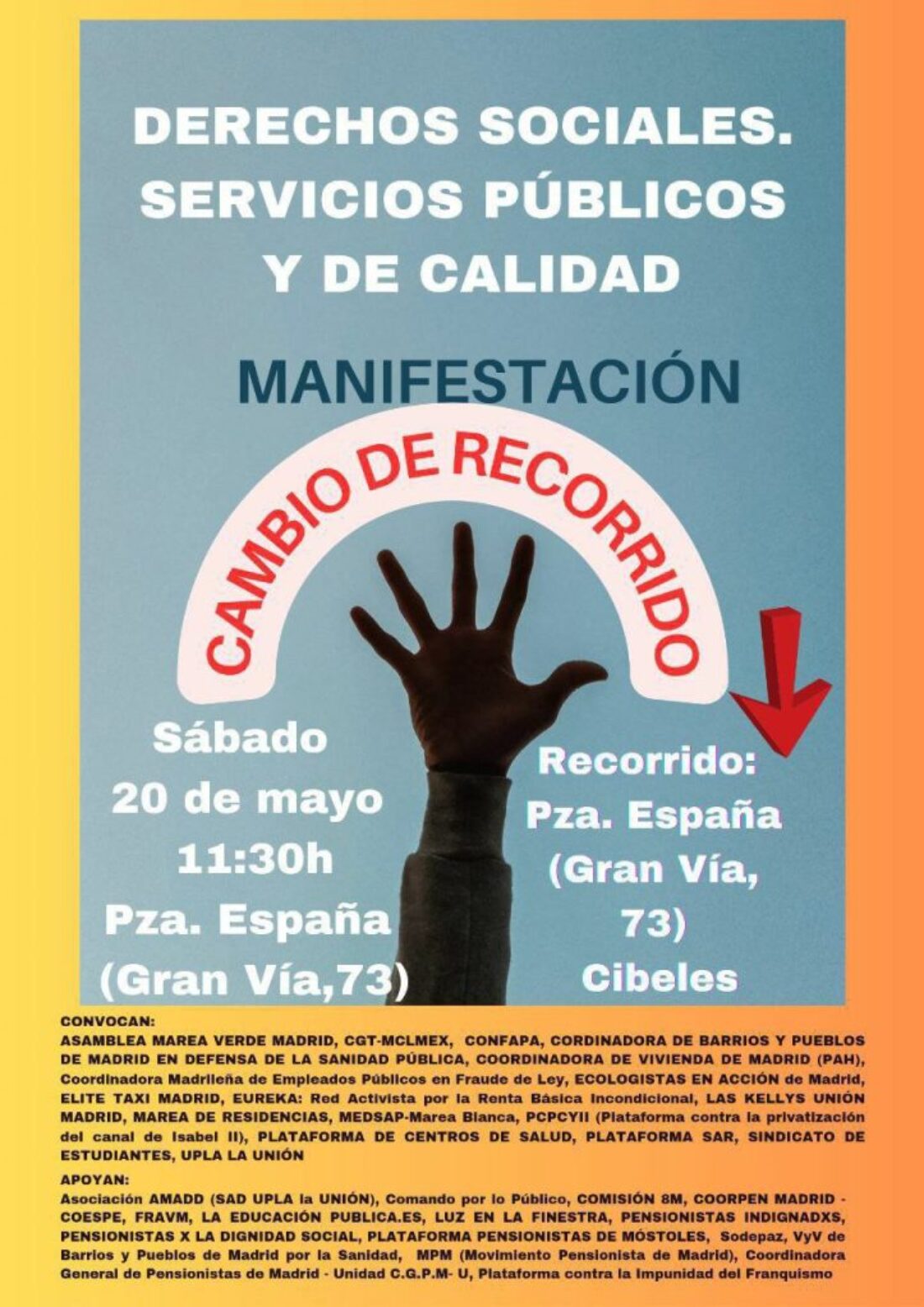 20 Mayo: Manifestación «Derechos sociales y servicios públicos de calidad»