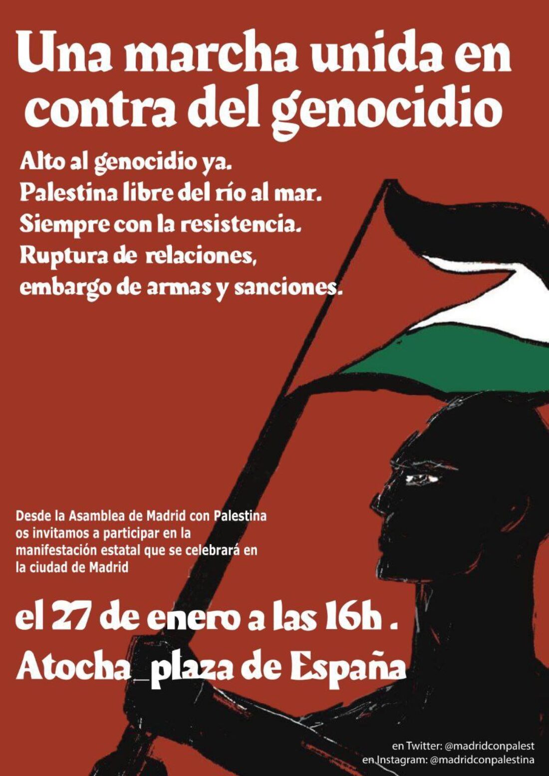 A toda la militancia, a toda la ciudadanía: el #27ENEROCONPALESTINA en Madrid