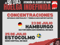 Se cumplen 90 días de huelga indefinida en H&M. Actos en Suecia y Alemania.