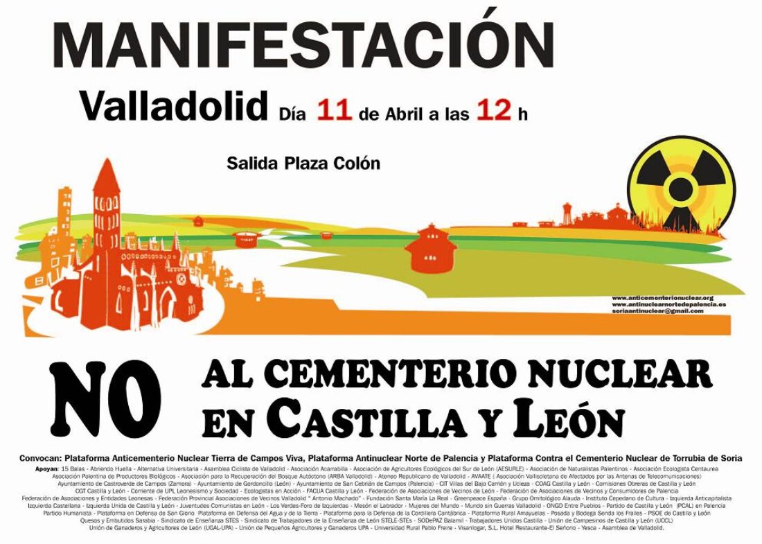 Valladolid, sábado 11 de Abril : Manifestación contra cementerios nucleares en Castilla y León