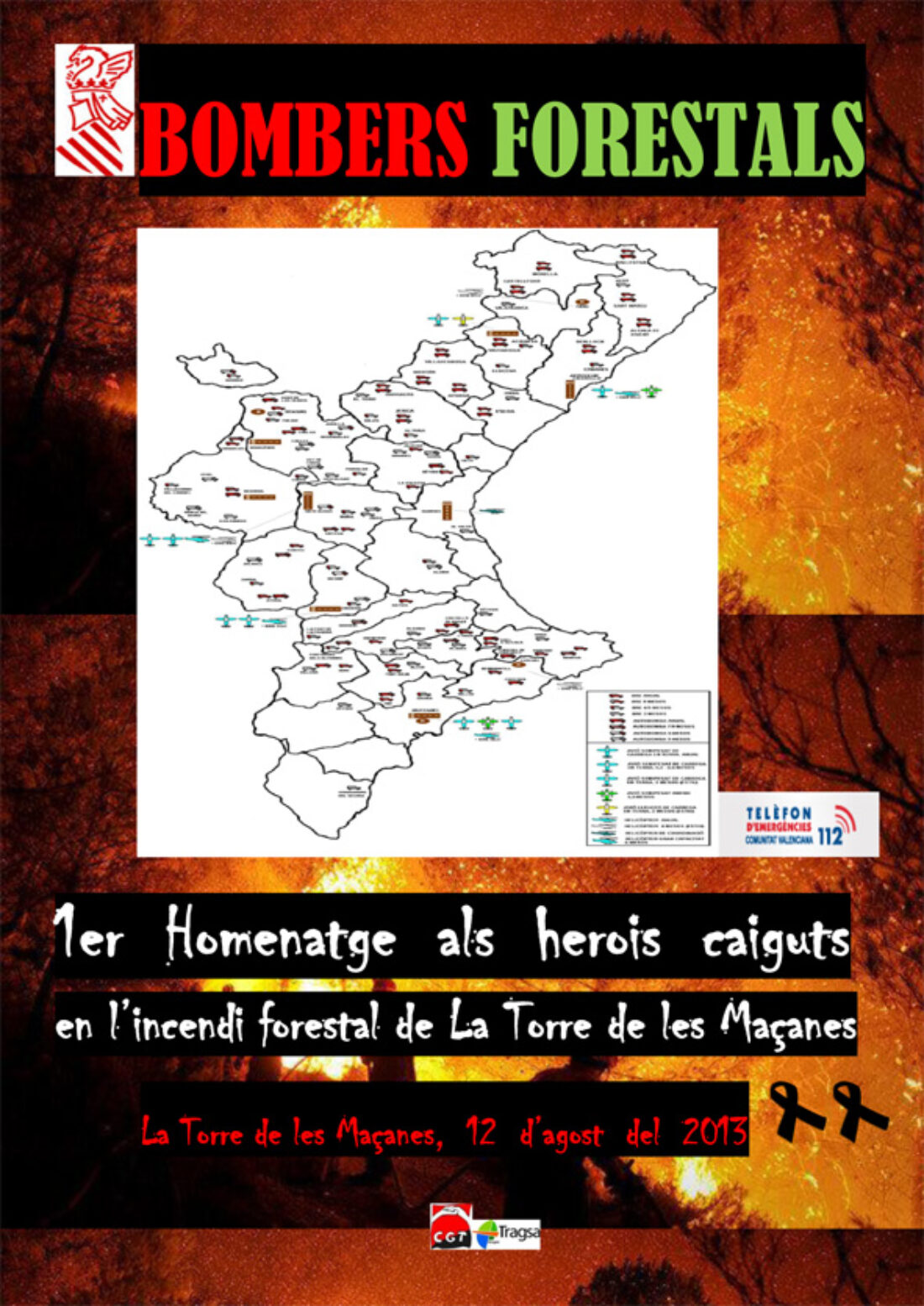 Primer Homenaje a los compañeros muertos en el incendio forestal de La Torre de les Maçanes