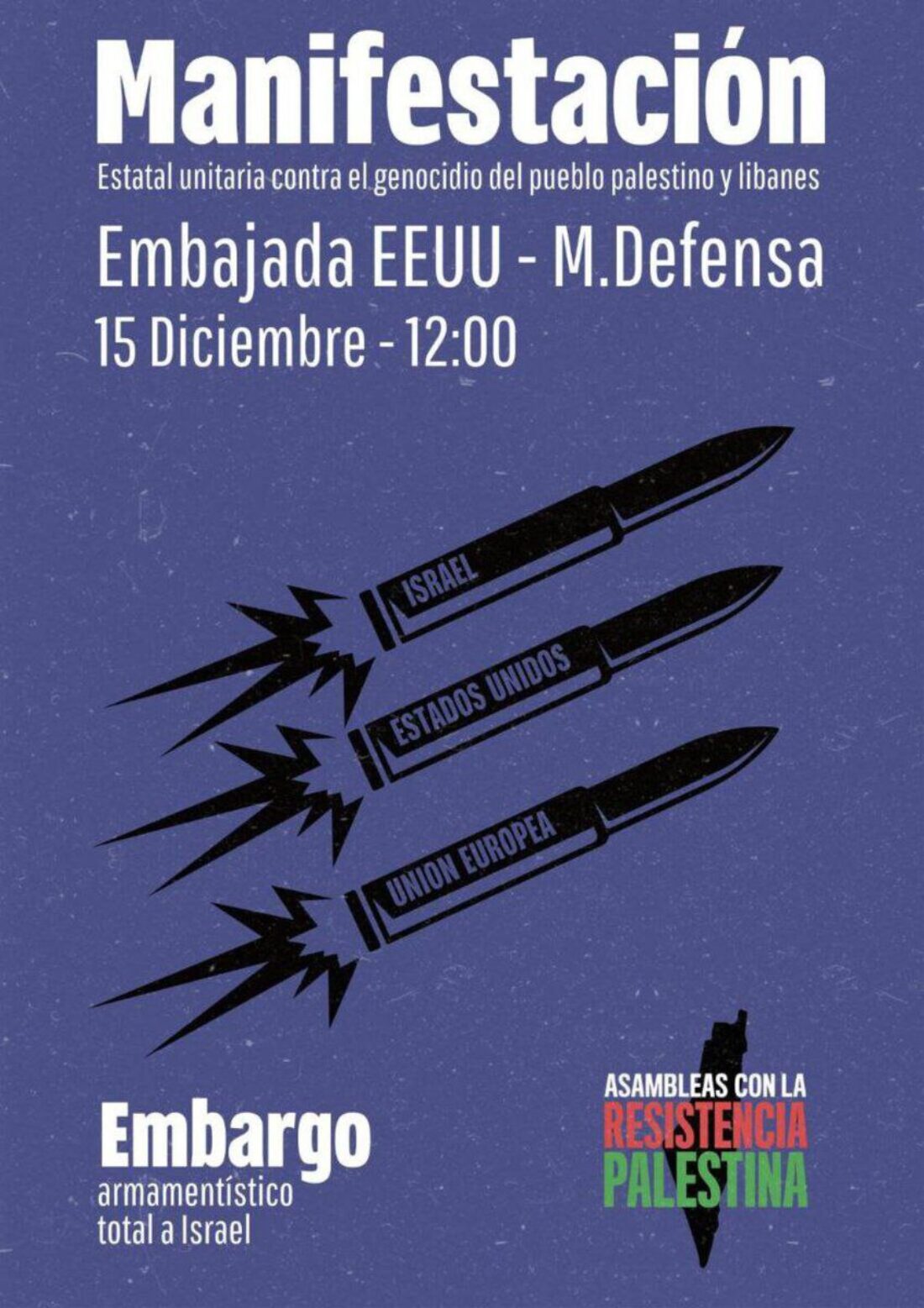 CGT realiza un llamamiento a la participación masiva en la manifestación estatal convocada por Palestina para este domingo, 15 de diciembre, en Madrid.