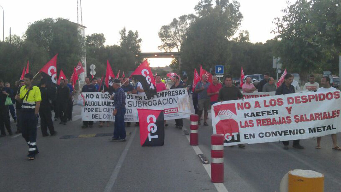 Huelga indefinida en el sector petroquímico del Campo de Gibraltar a partir del 20 de agosto, en apoyo de los trabajadores despedidos de Kaefer y Padilla.