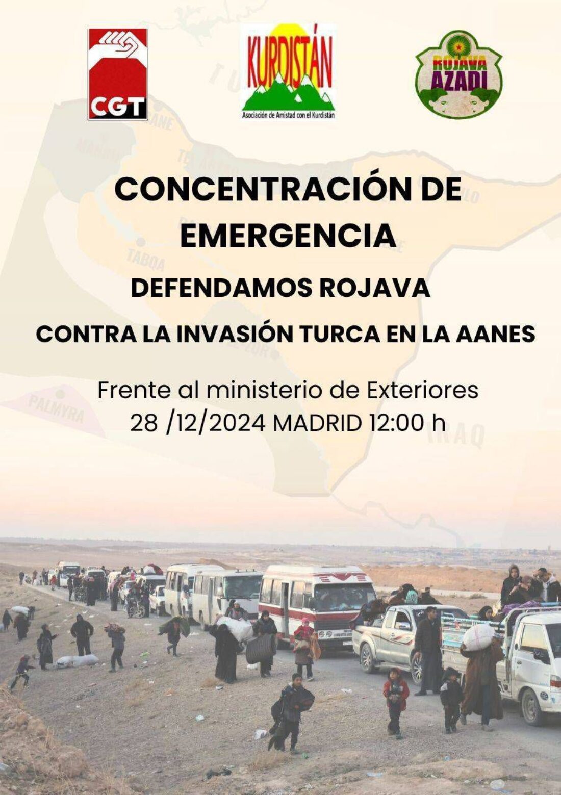 28D Concentración de urgencia: Paremos la guerra en el norte de Siria.