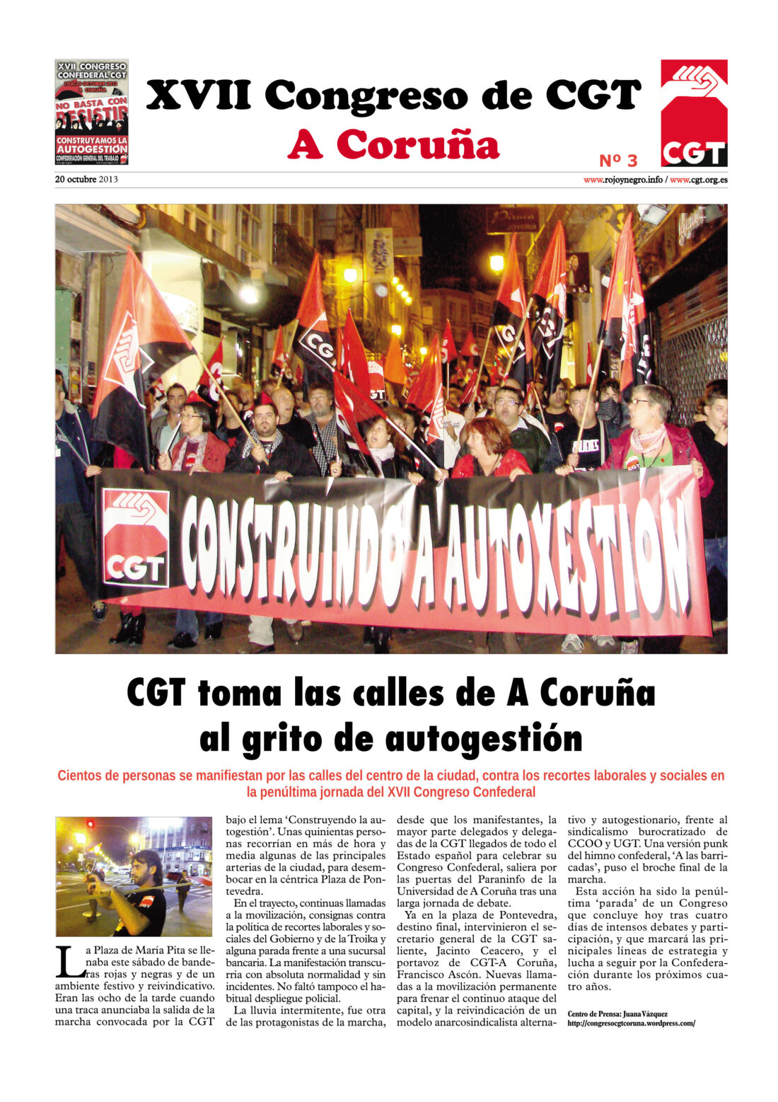 Diario del XVII Congreso Confederal nº 3 – 20-10-2013