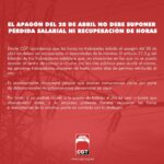 El apagón del 28 de abril no debe suponer pérdida salarial ni recuperación de horas